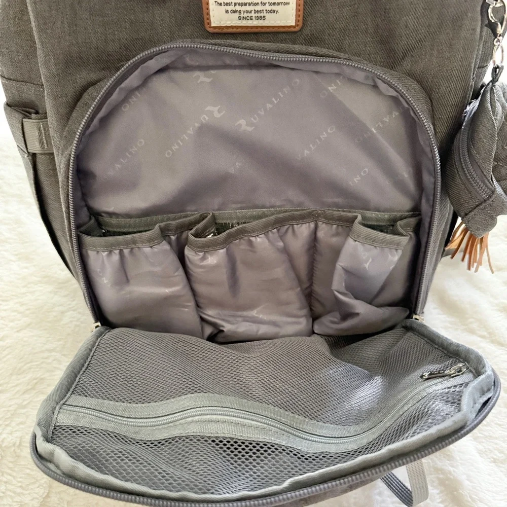 Ruvalino Diaper Bag Backpack with Changing Pad and Pacifier Case Dark Gray